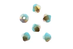 Crystal Lane 7-inch Strands 4mm Bicone Opaque Blue with Half Champagne Luster
