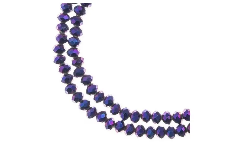 Crystal Lane 7-inch Strands 3x4mm Rondelle Opaque Purple Iris