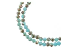 Crystal Lane 7-inch Strands 3x4mm Rondelle Opaque Dark Blue w/Half Gold Iris