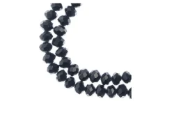 Crystal Lane 7-inch Strands 6x8mm Rondelle Opaque Black