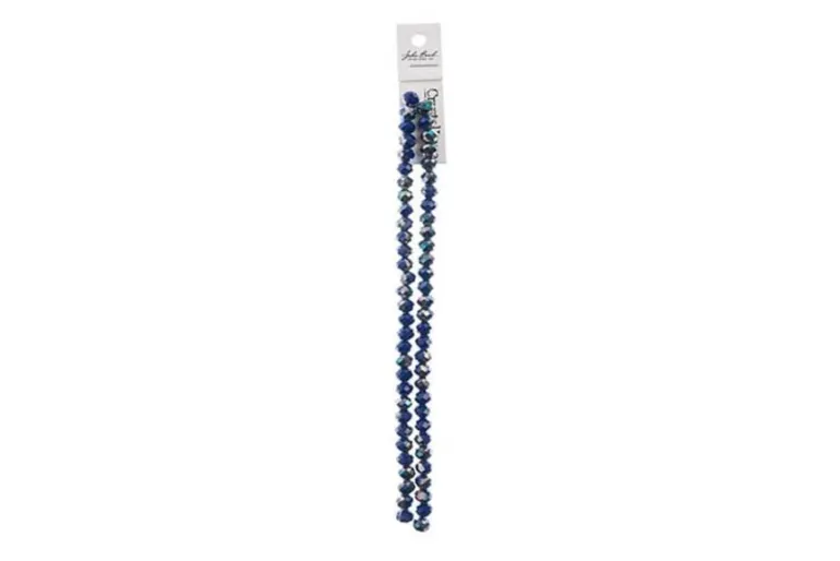 Crystal Lane 7-inch Strands 6x8mm Rondelle Opaque Dark Sapphire w/Half Iris