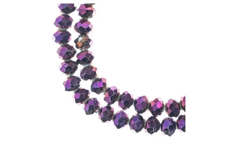 Crystal Lane 7-inch Strands 6x8mm Rondelle Opaque Dark Sapphire w/Half Iris