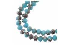 Crystal Lane 7-inch Strands 6x8mm Rondelle Opaque Blue w/Half Champagne Luster