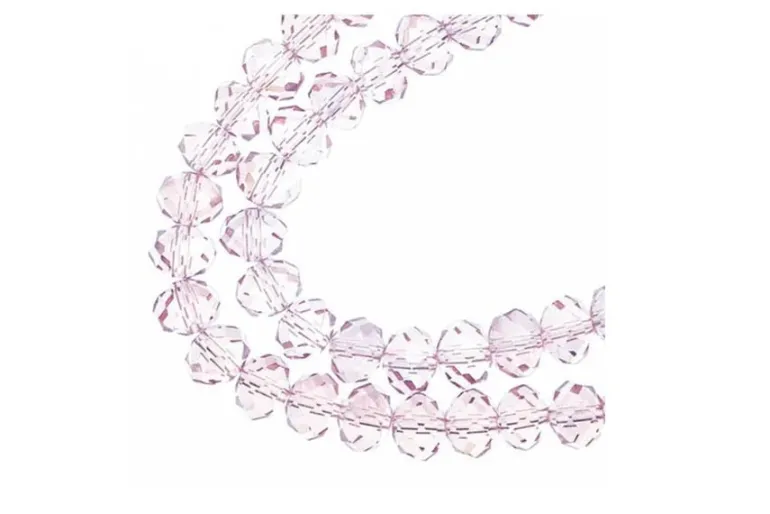 Crystal Lane 7-inch Strands 6x8mm Rondelle Transparent Pink AB