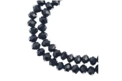 Crystal Lane 7-inch Strands 4x6mm Rondelle Opaque Black