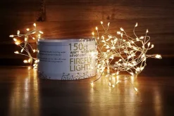150ct. Warm White Firefly Lights with Silver Cord & Remote