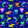 Cute Axolotl Salamander Multicolor on Royal Blue