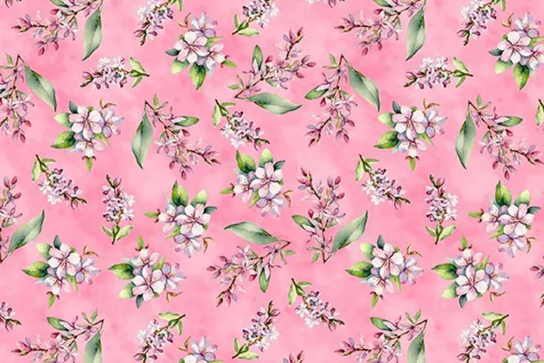 Dahlia Botanica Small Floral Toss on Pink