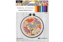 Daisies Cross Stitch Kit with 6-inch Hoop