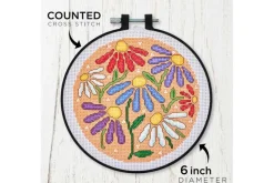 Daisies Cross Stitch Kit with 6-inch Hoop