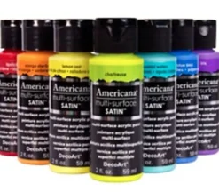 Decoart Americana Satin Multi Surface Acrylic – 2-ounce Metallics and Neon (view colors)
