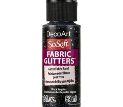 DecoArt SoSoft Fabric Glitter Acrylic Paint – 2-ounce – Black