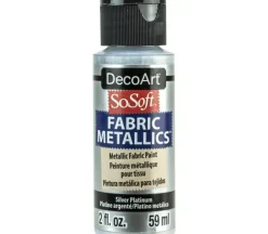 DecoArt SoSoft Fabric Metallics Acrylic Paint – 2-ounce – Silver Platinum