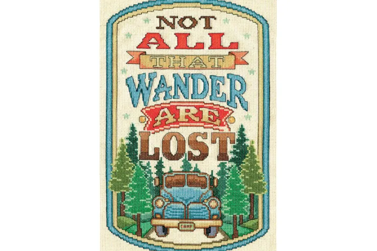 Design Works Not All Who Wander Cross Stitch Kit – 8-in by 12-in