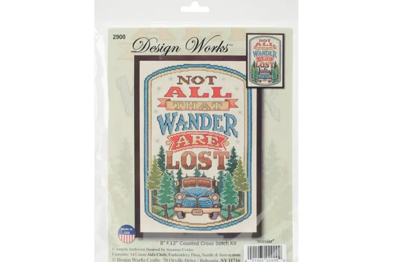 Design Works Not All Who Wander Cross Stitch Kit – 8-in by 12-in