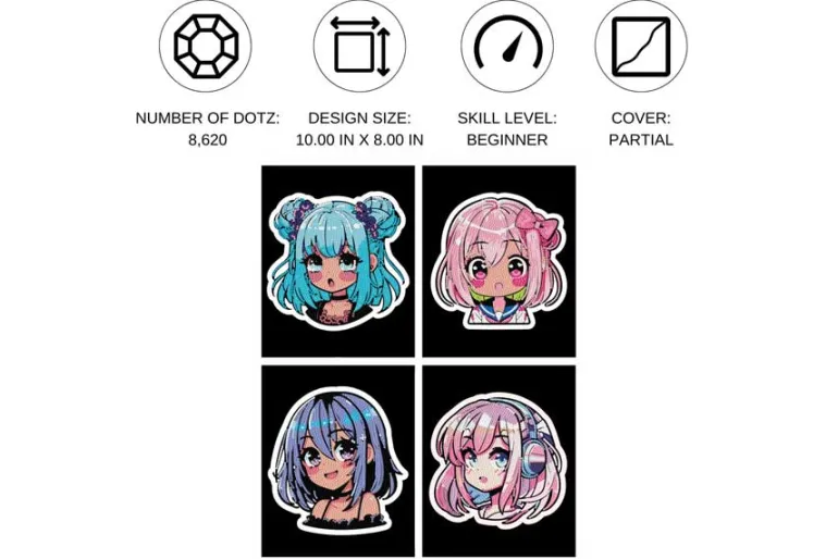 Diamond Dotz DOTZIES Neon Flock Kit – Anime Girls 4pc Set