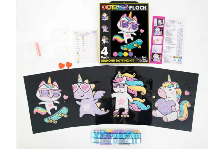 Diamond Dotz DOTZIES Neon Flock Kit – Anime Girls 4pc Set