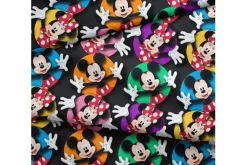 Disney Mickey Mouse and Minnie Mouse Color Pop on Black Fabric