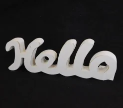Distressed White Wood Cutout Hello