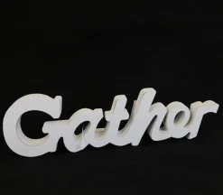 Distressed White Wood Cutout Gather