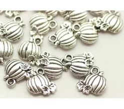 Double Sided Pumpkin Charm – Antique Silver Plated