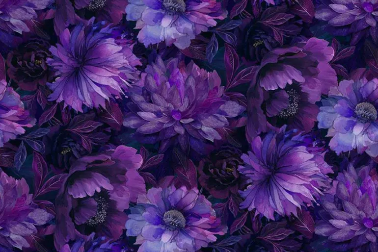 Dragonfly Mist Large Floral on Violet