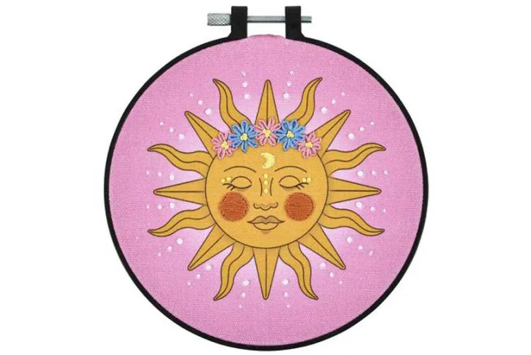 Dreamy Sun Stamped Embroidery Kit with 6-inch Hoop