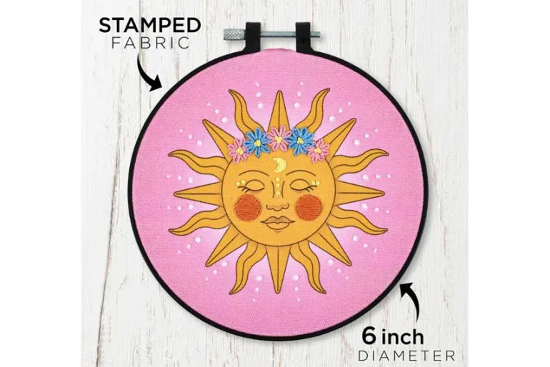 Dreamy Sun Stamped Embroidery Kit with 6-inch Hoop