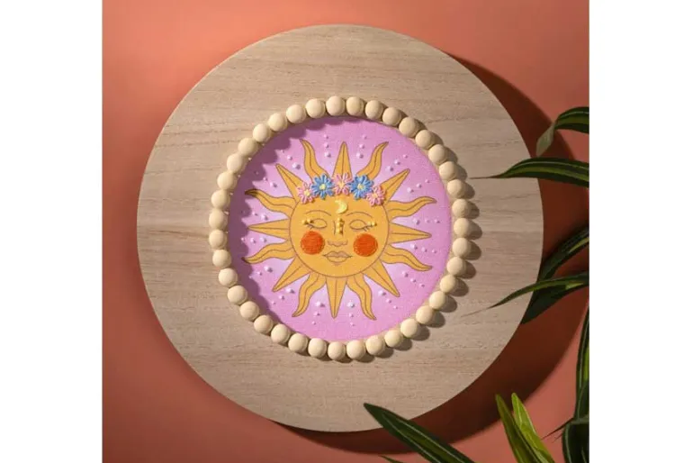 Dreamy Sun Stamped Embroidery Kit with 6-inch Hoop