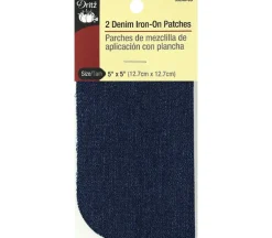 Dritz Patch Iron On – 5-inch x 5-inch – Denim Dark Blue – 2 Piece