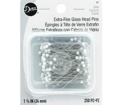 Dritz Pins – Extra Fine – Glass Head – Size 22 – White – 250 Piece