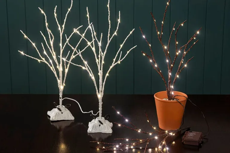 Dual 18″ Lighted LED Birch Branches – White