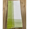Dunroven House McLeod Border Towel – Sage on White