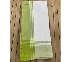 Dunroven House McLeod Border Towel – Sage on White