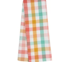 Dunroven House Pumpkin Plaid Woven Tea Towel in Taupe and Sage, #400-225