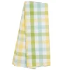 Dunroven House Red Lime Green on White Large Check Tea Towel
