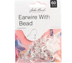 Earwire With Bead – Silver 60 pcs
