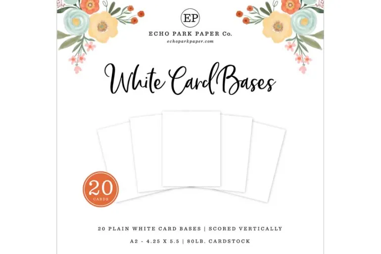 Echo Park A2 Scored Card Base Set – 20 Count White – Vertical