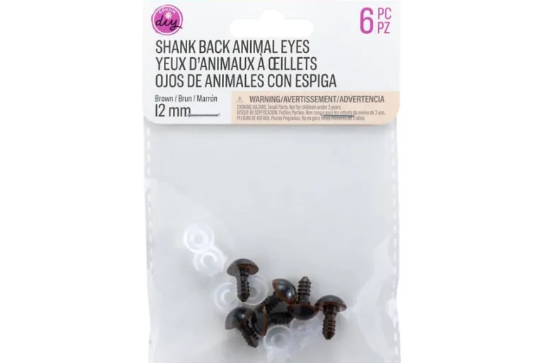 Essentials Solid Washer Animal Eyes – Brown – 12mm – 6 Piece
