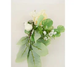 18″ Eucalyptus & Rose Spray, White