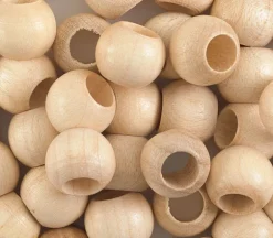 Euro Wood Beads – Large Hole 12mm x 9.8mm – Natural