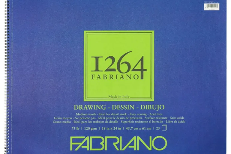 Fabriano 1264 Drawing Pad, 18″x24″, 75lb, 25 Sheets