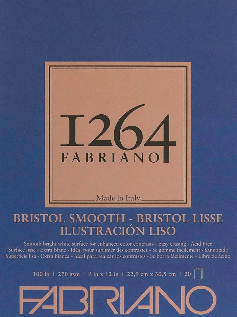 Fabriano 1264 Drawing Pad, 9″x12″, 75lb, 50 Sheets