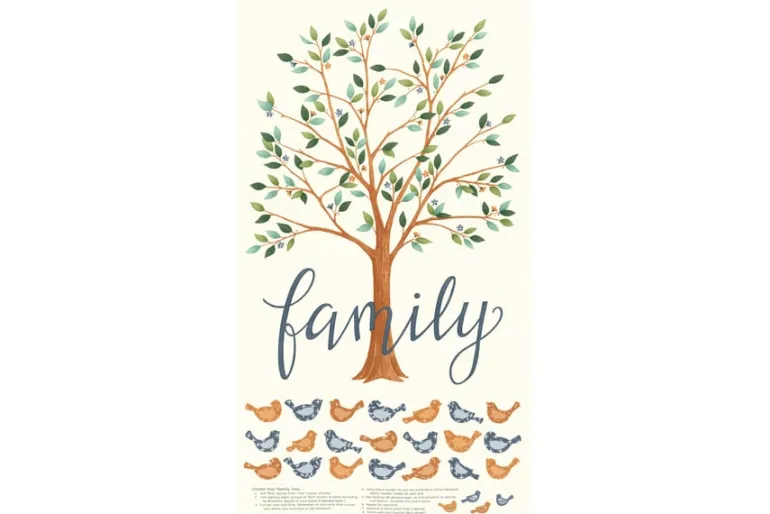Family Tree Damask on Dusk Blue