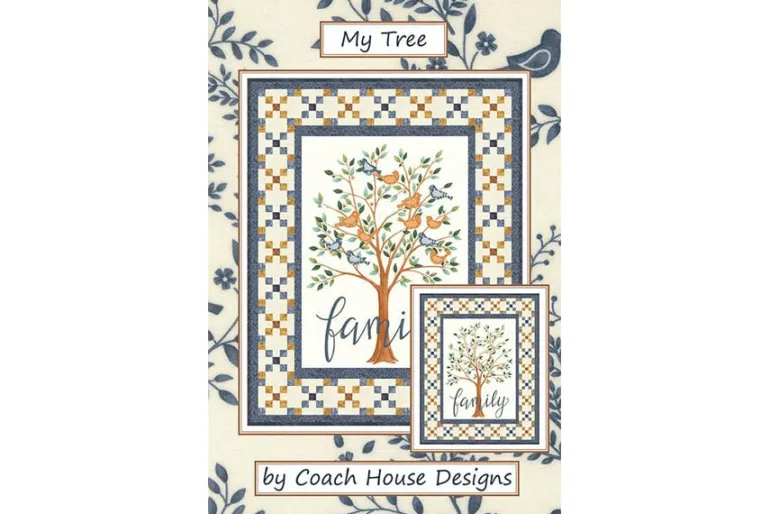 Family Tree Damask on Dusk Blue