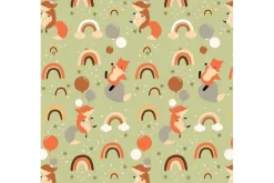 Fantastic Flannel Foxes and Rainbows on Green
