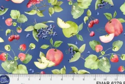 Farmers Market Fruity Toile Green on White