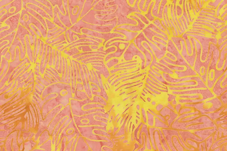 Fawn Batiks Herbs in Coral
