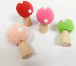 Felt Wooden Mushroom Set – 4 Piece