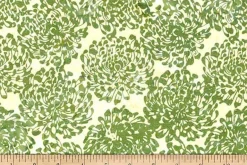 Ferns Batiks Seeded Floral Celedon on Cream